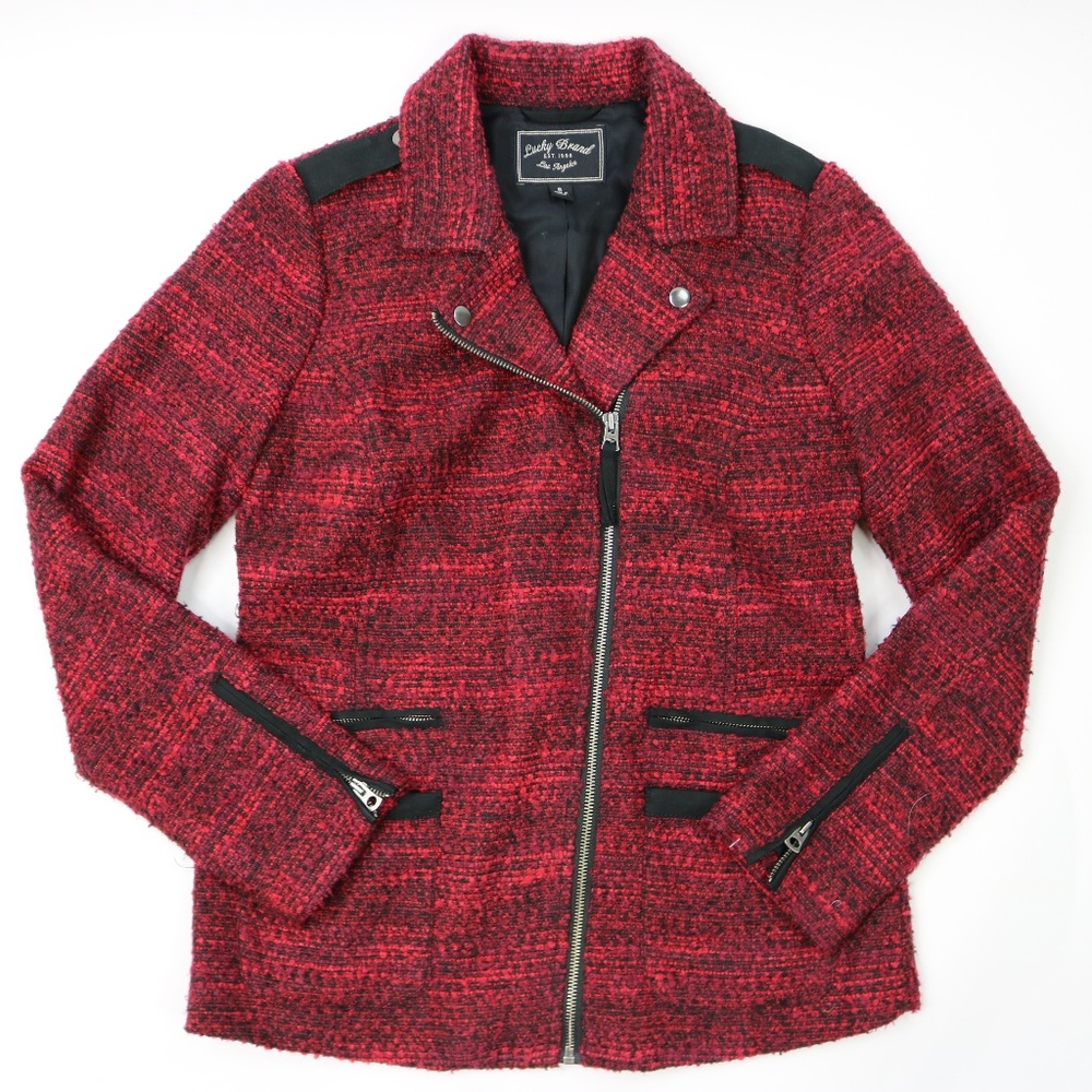 Lucky Red Brand Biker Moto Jacket Sz S